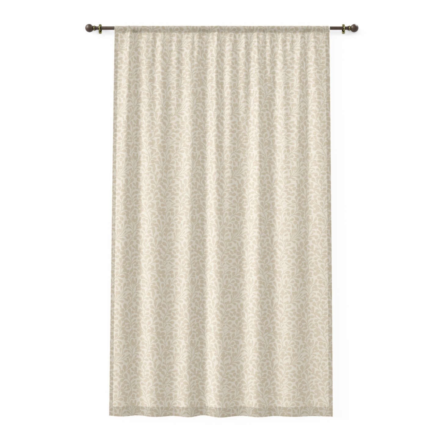 Tropical Roar Window Curtain - Leaves / Off White