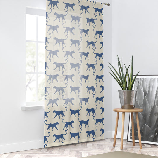 Tropical Roar Window Curtain - Tiger / Blue