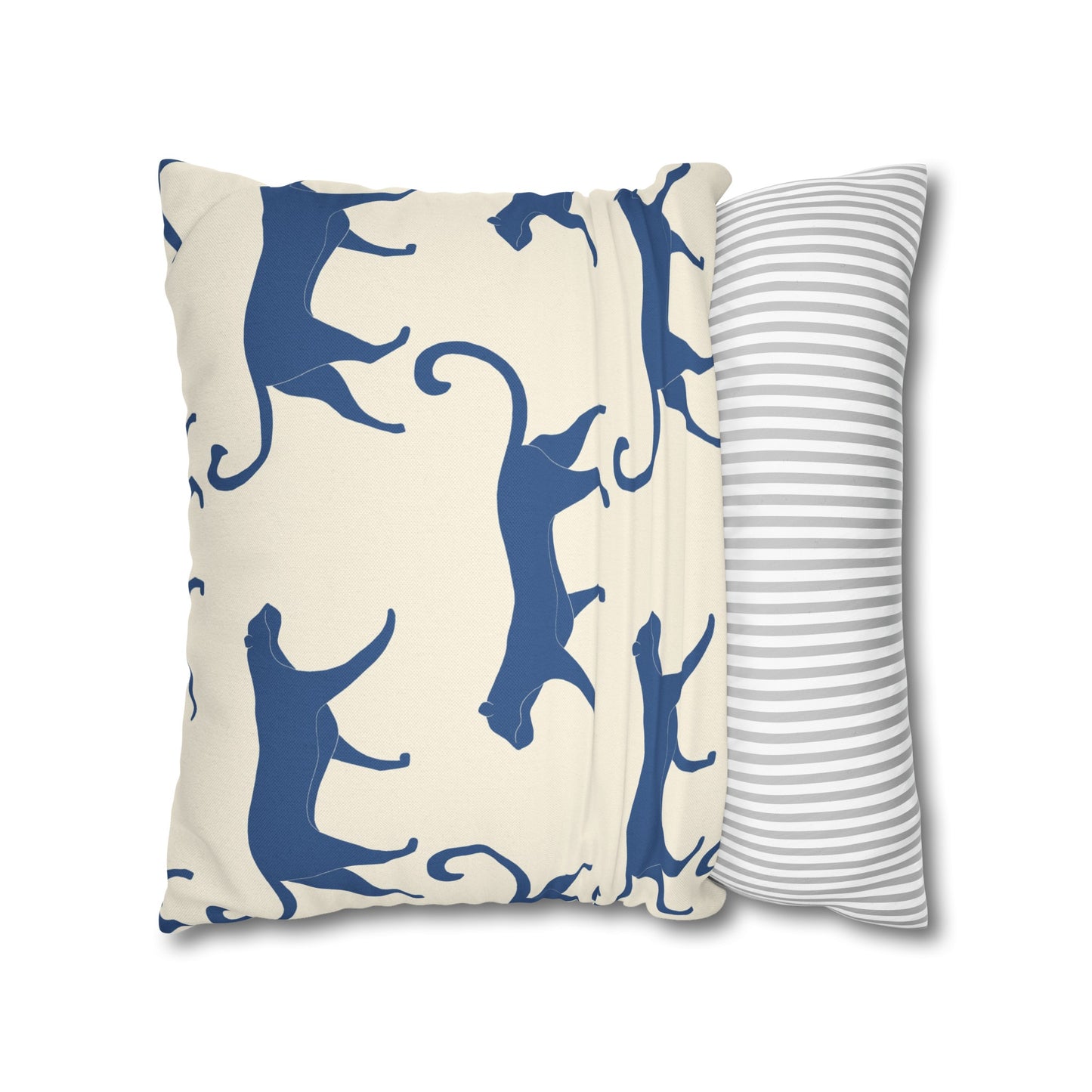 Tropical Roar Spun Polyester Square Pillow Case - Tiger / Blue