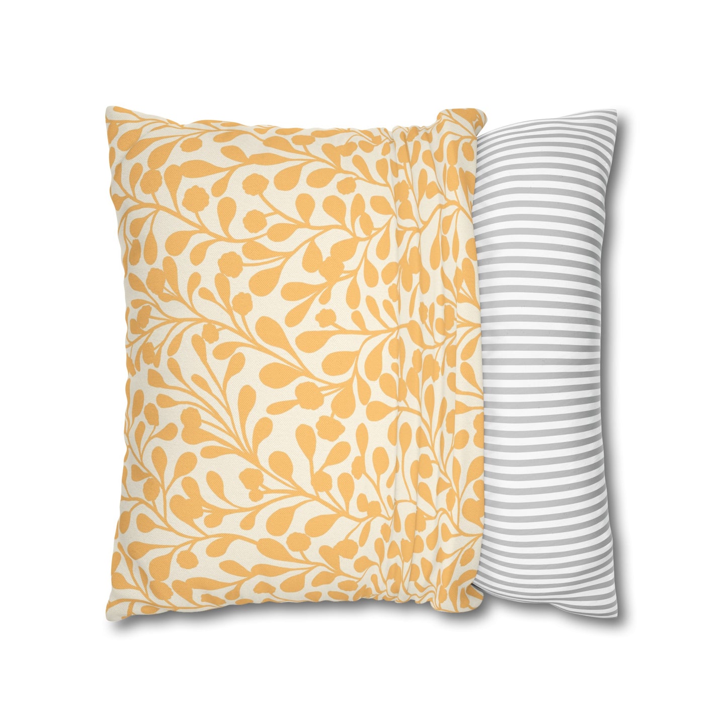 Tropical Roar Spun Polyester Square Pillow Case - Leaves / Amber