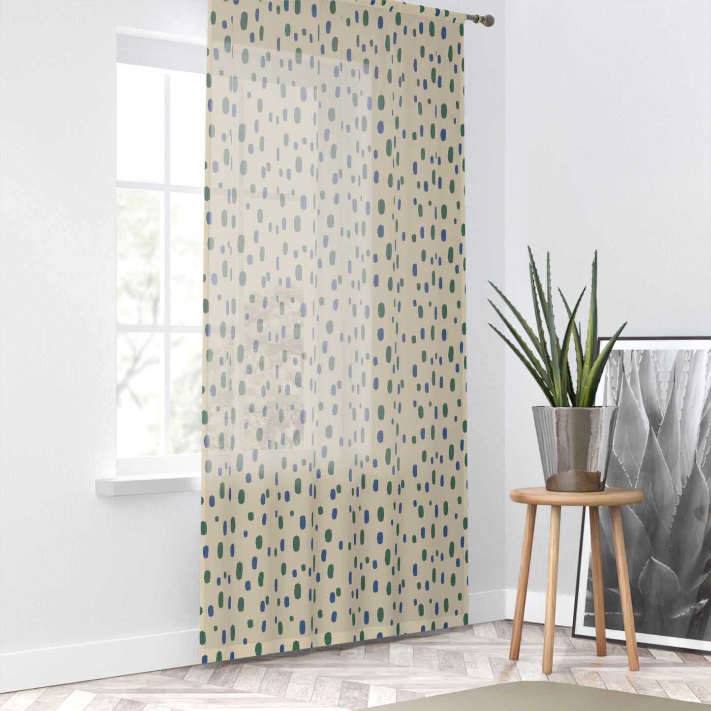 Tropical Roar Window Curtain - Dots / Green