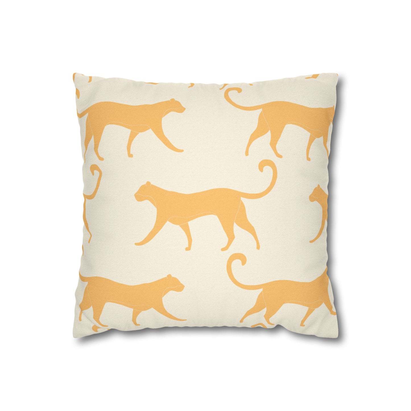 Tropical Roar Spun Polyester Square Pillow Case - Tiger / Amber