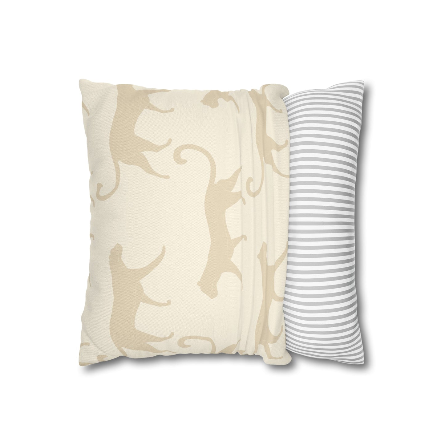 Tropical Roar Spun Polyester Square Pillow Case - Tiger / Off White