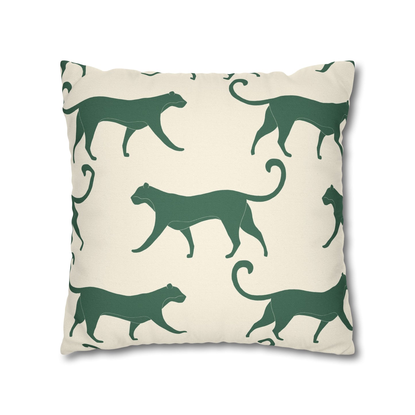 Tropical Roar Spun Polyester Square Pillow Case - Tiger / Green