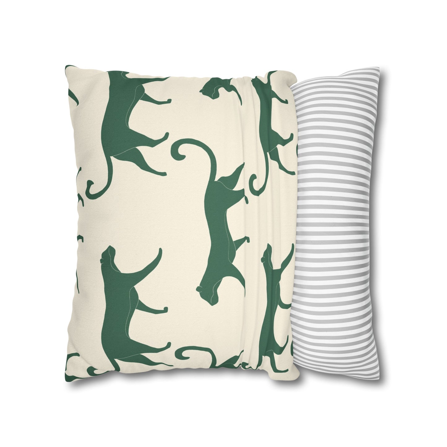 Tropical Roar Spun Polyester Square Pillow Case - Tiger / Green