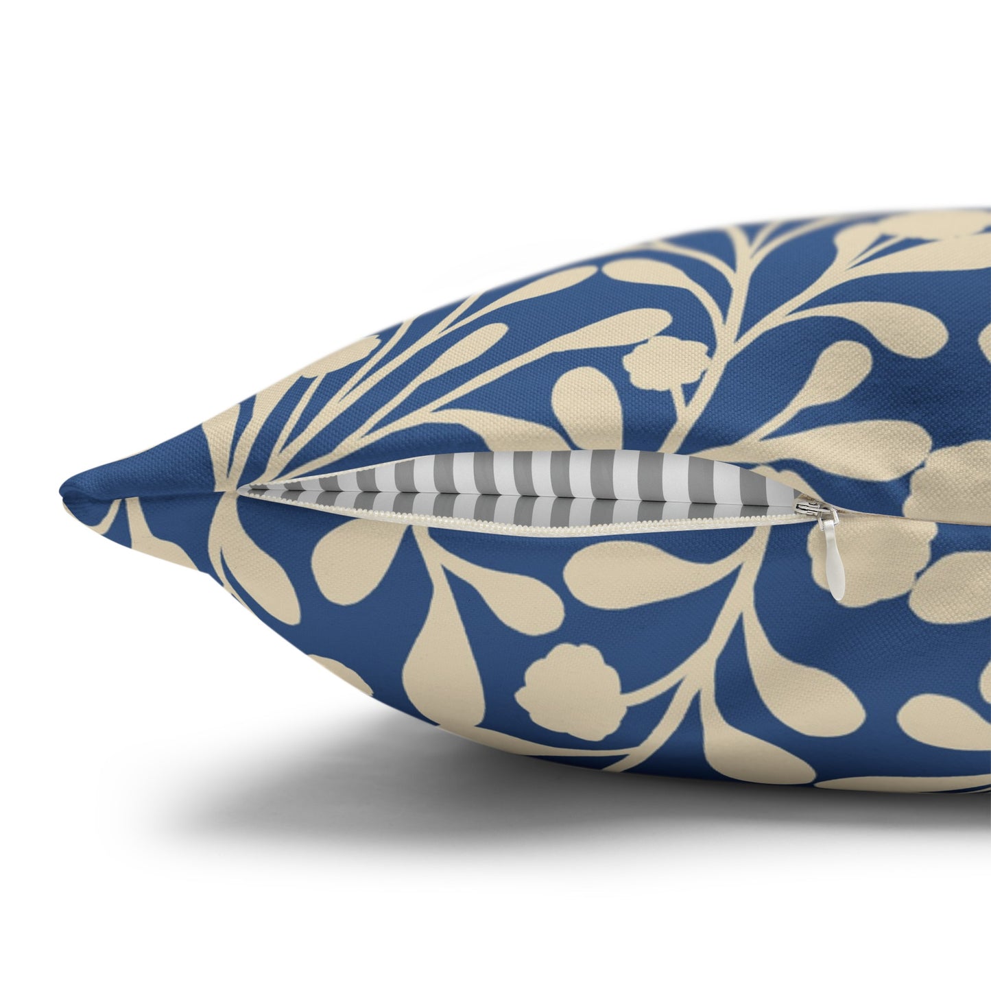 Tropical Roar Spun Polyester Square Pillow Case - Leaves / Blue