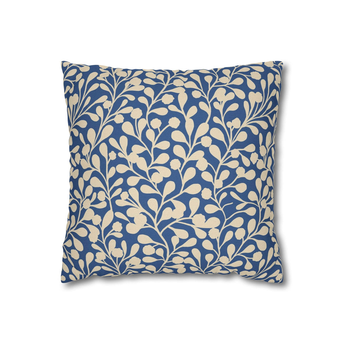 Tropical Roar Spun Polyester Square Pillow Case - Leaves / Blue