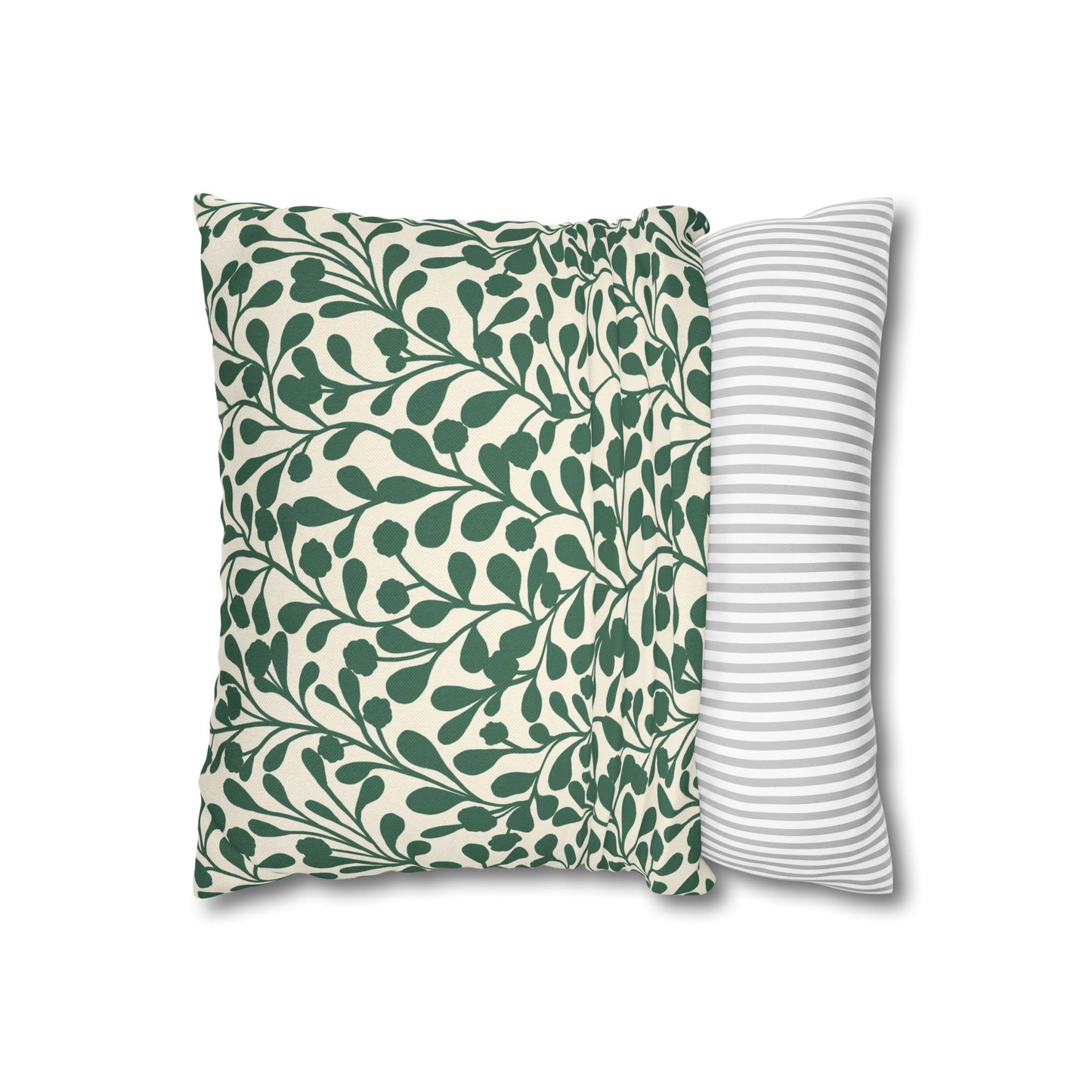 Tropical Roar Spun Polyester Square Pillow Case - Leaves / Green