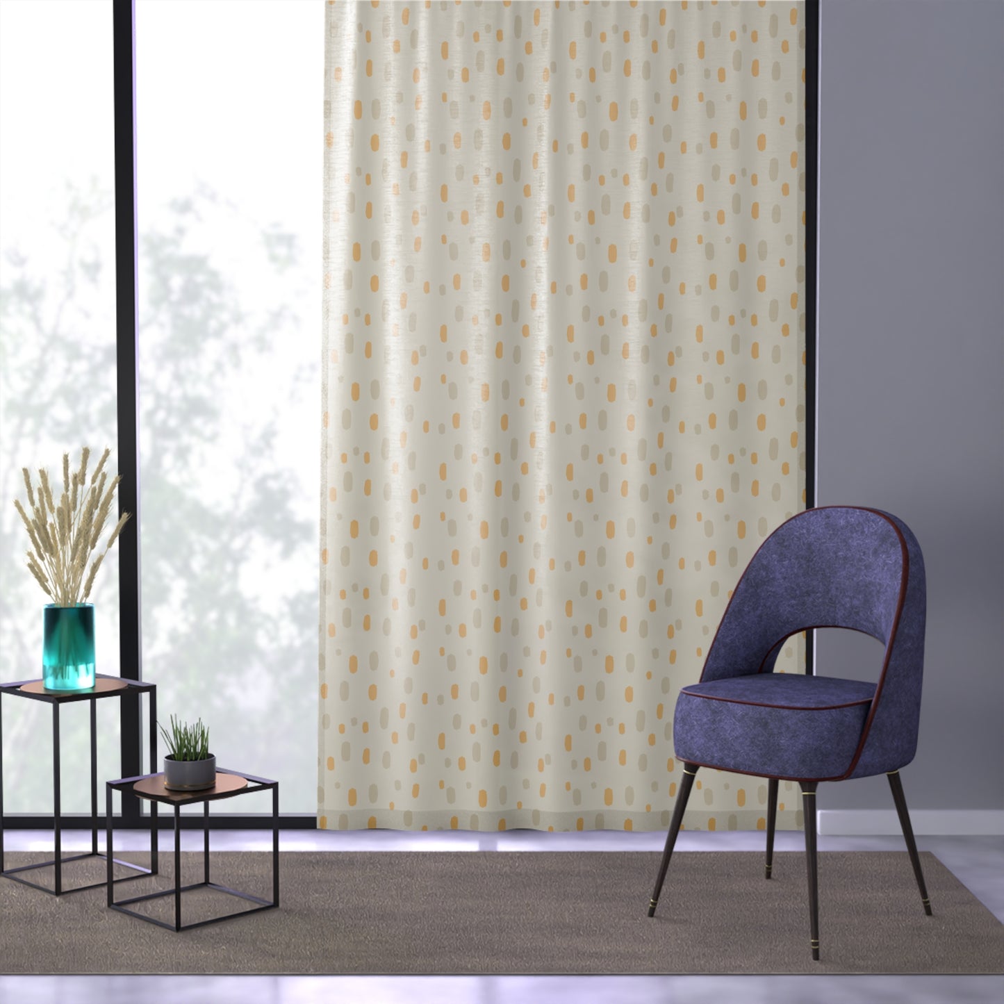 Tropical Roar Window Curtain - Dots / Amber