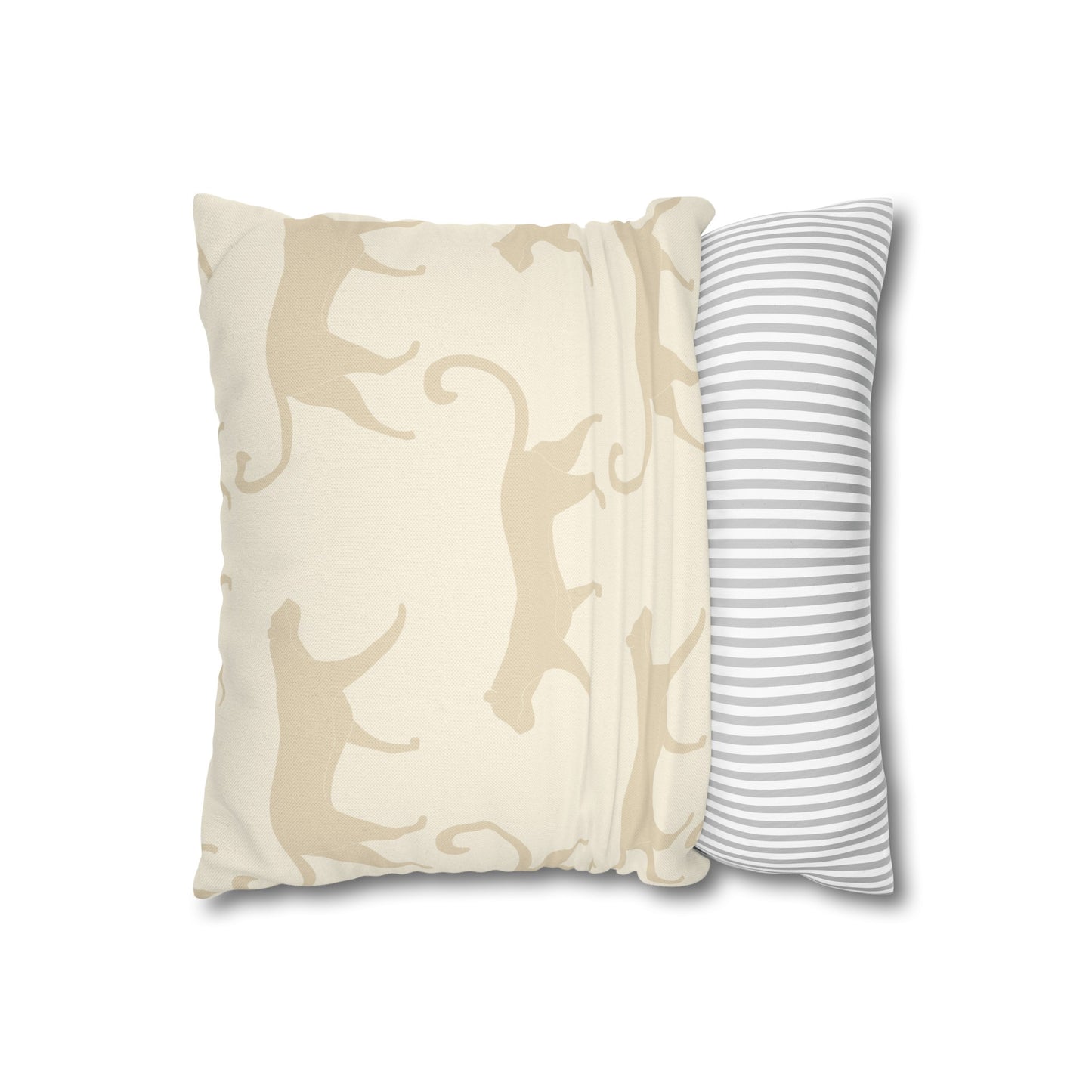 Tropical Roar Spun Polyester Square Pillow Case - Tiger / Off White