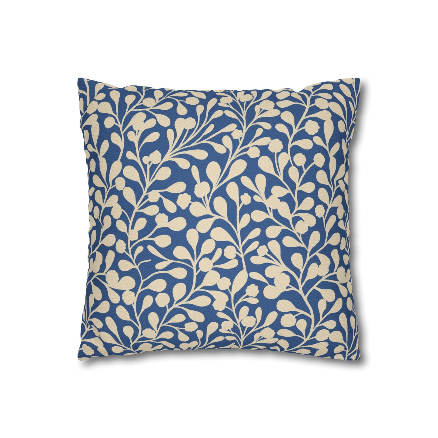 Tropical Roar Spun Polyester Square Pillow Case - Leaves / Blue