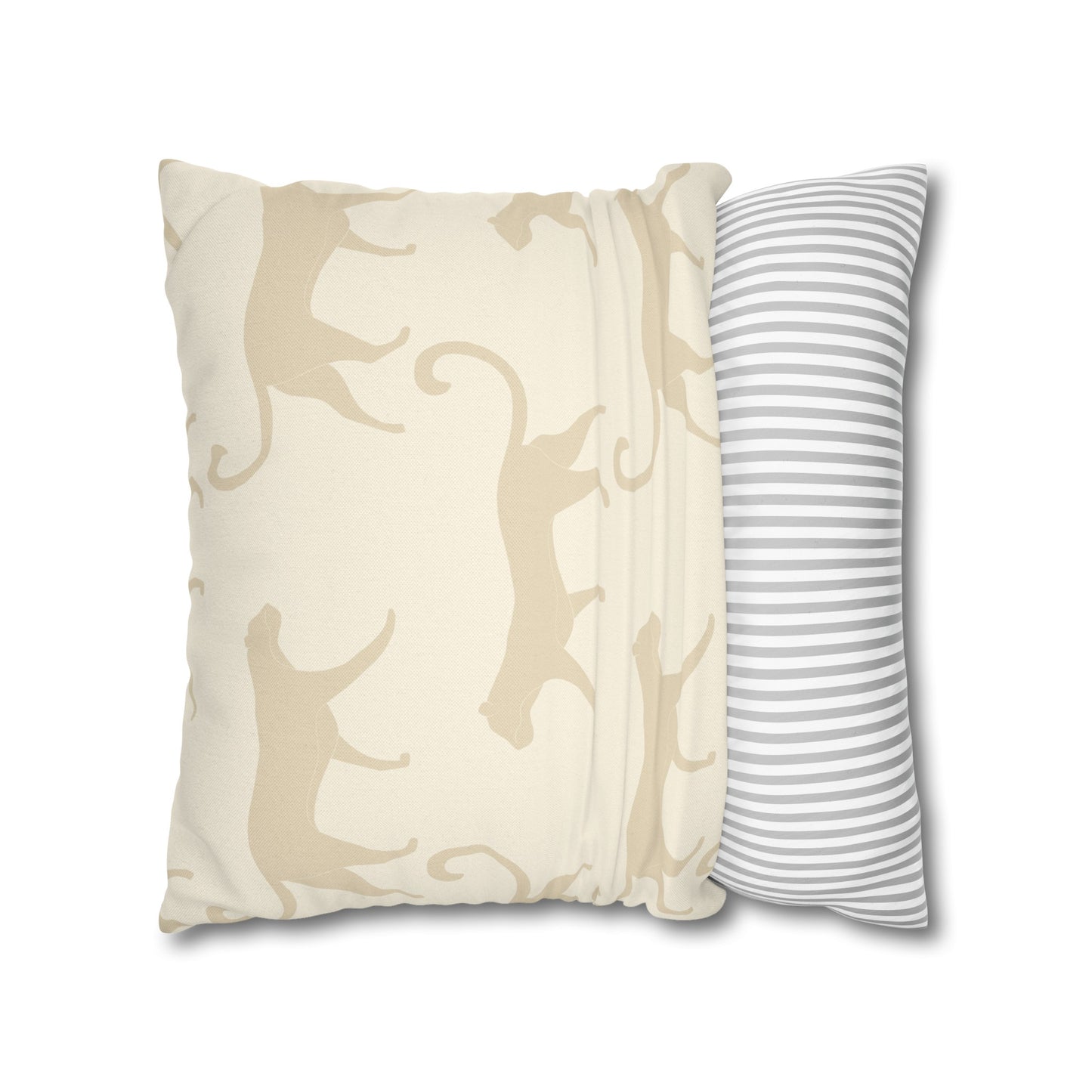 Tropical Roar Spun Polyester Square Pillow Case - Tiger / Off White