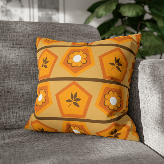 Petals and Leaves Dance Spun Polyester Square Pillow Case