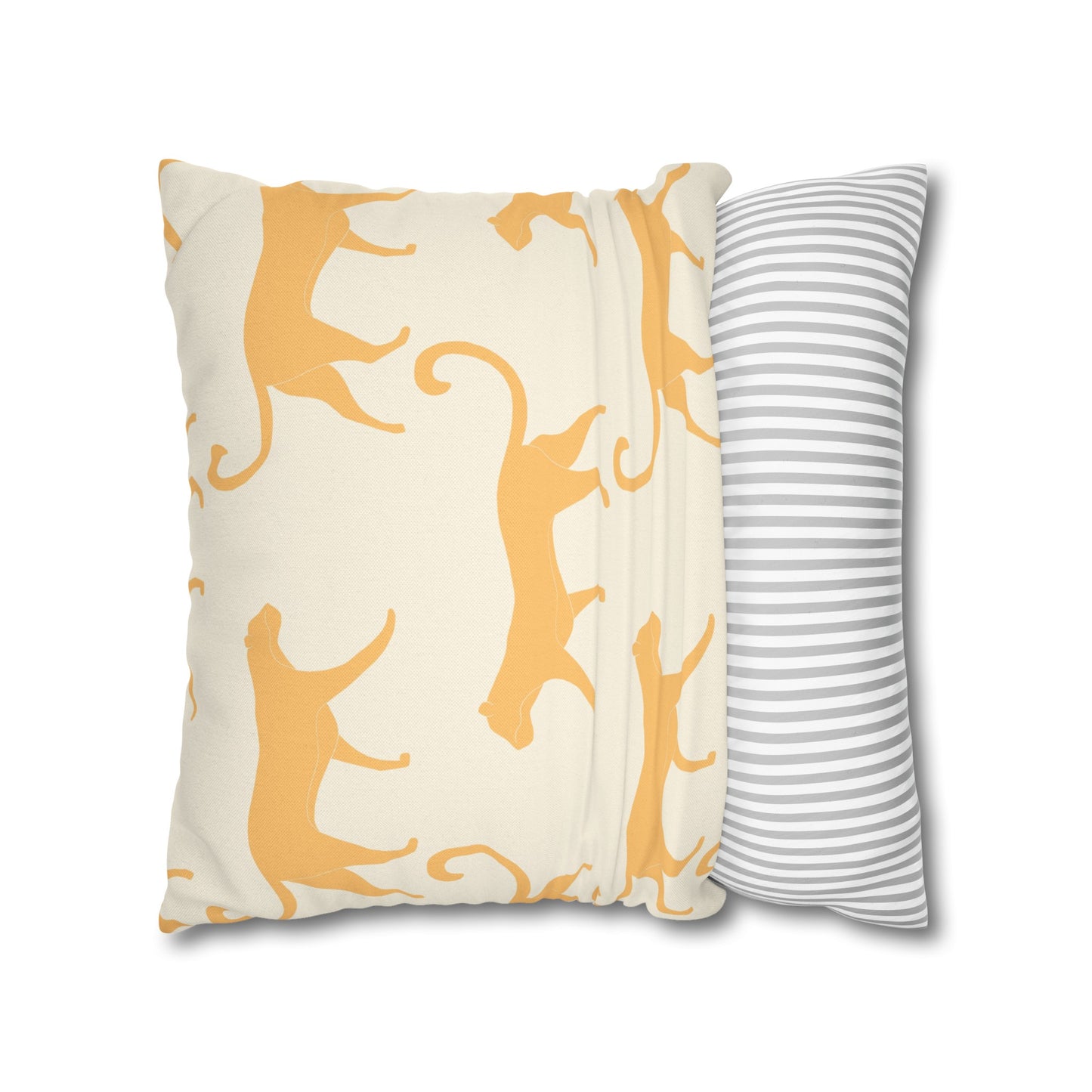 Tropical Roar Spun Polyester Square Pillow Case - Tiger / Amber