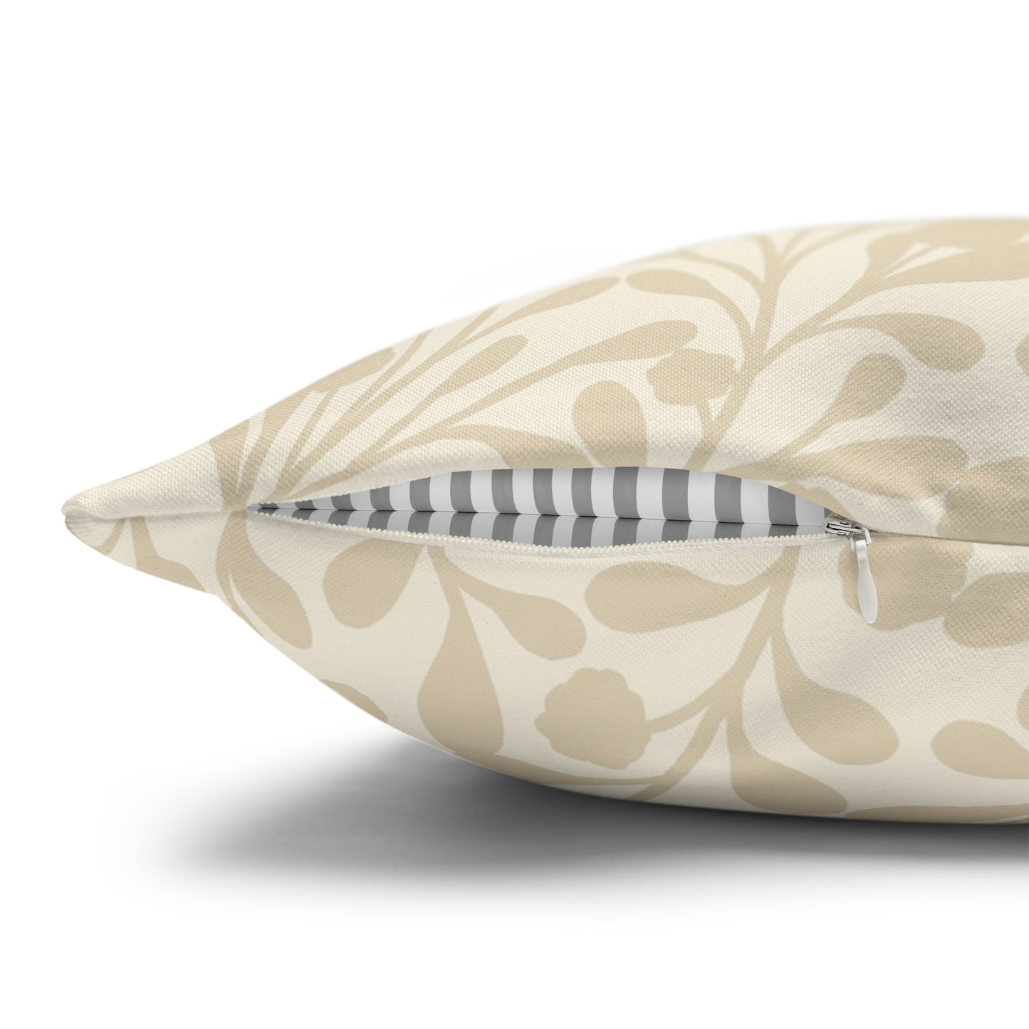 Tropical Roar Spun Polyester Square Pillow Case - Leaves / Off White