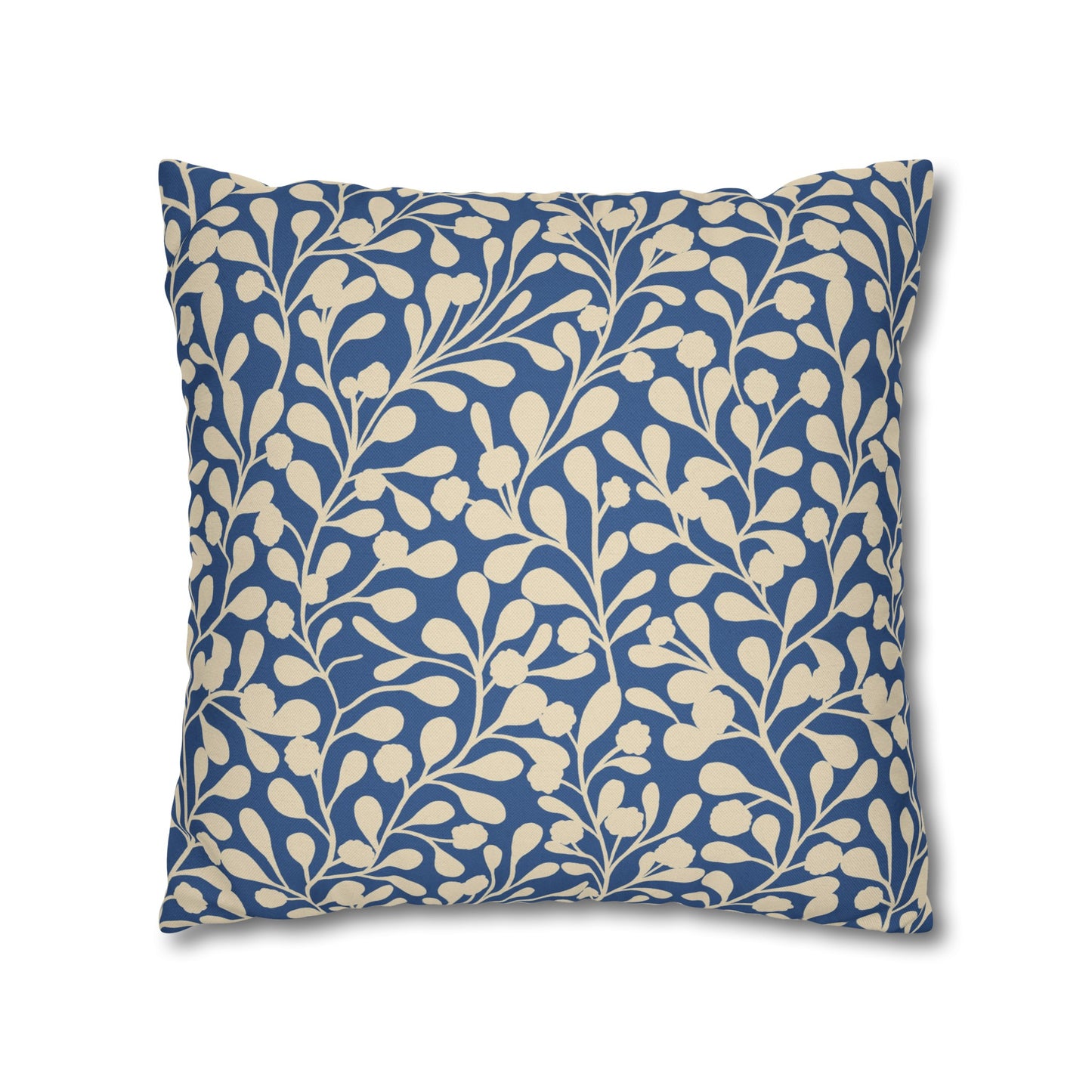 Tropical Roar Spun Polyester Square Pillow Case - Leaves / Blue