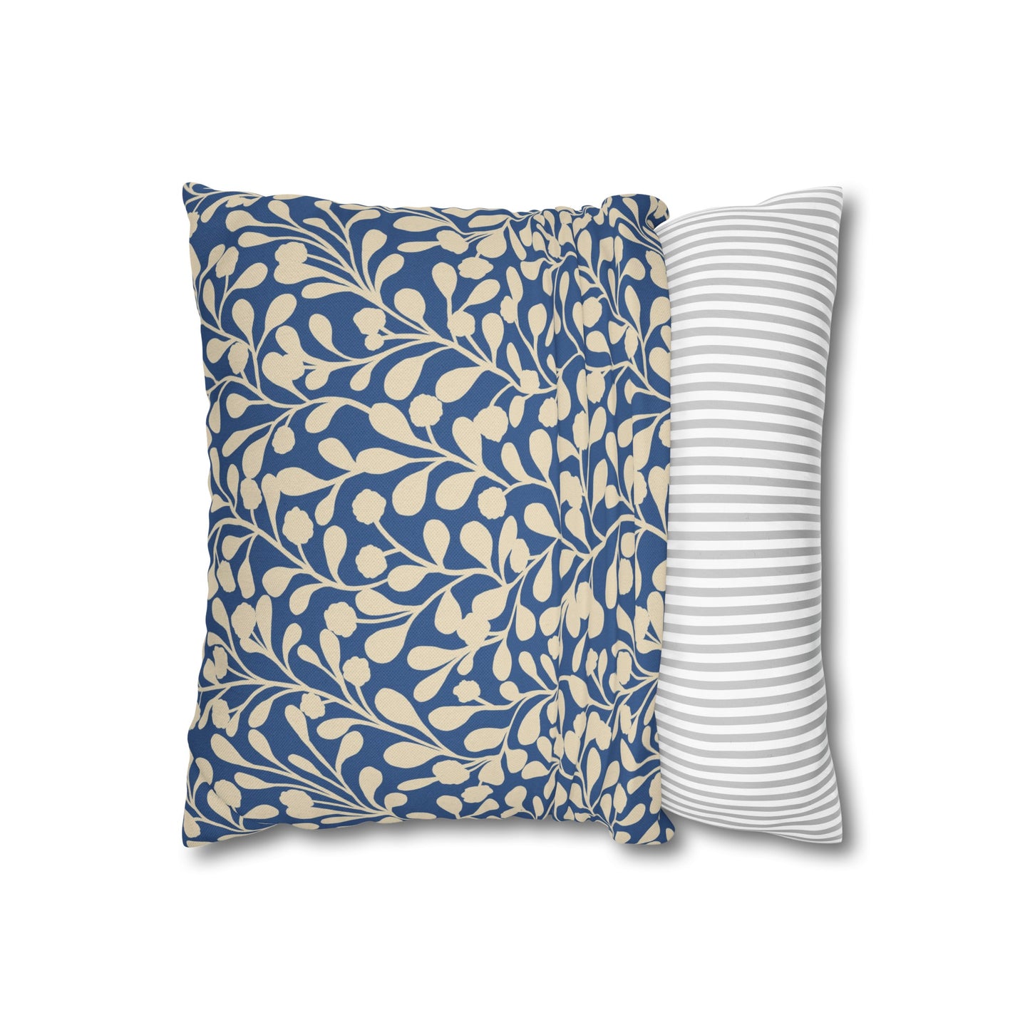 Tropical Roar Spun Polyester Square Pillow Case - Leaves / Blue