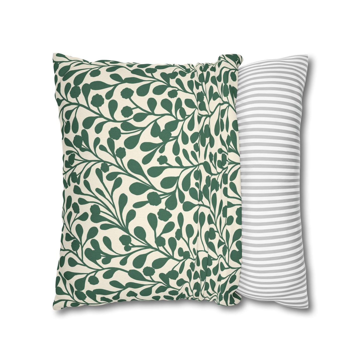 Tropical Roar Spun Polyester Square Pillow Case - Leaves / Green