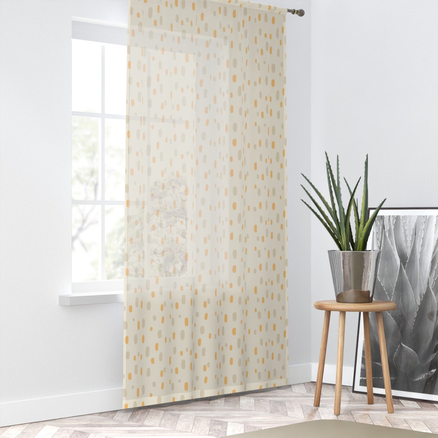 Tropical Roar Window Curtain - Dots / Amber