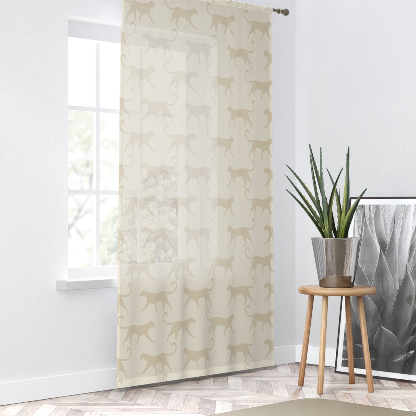 Tropical Roar Window Curtain - Tiger / Off White