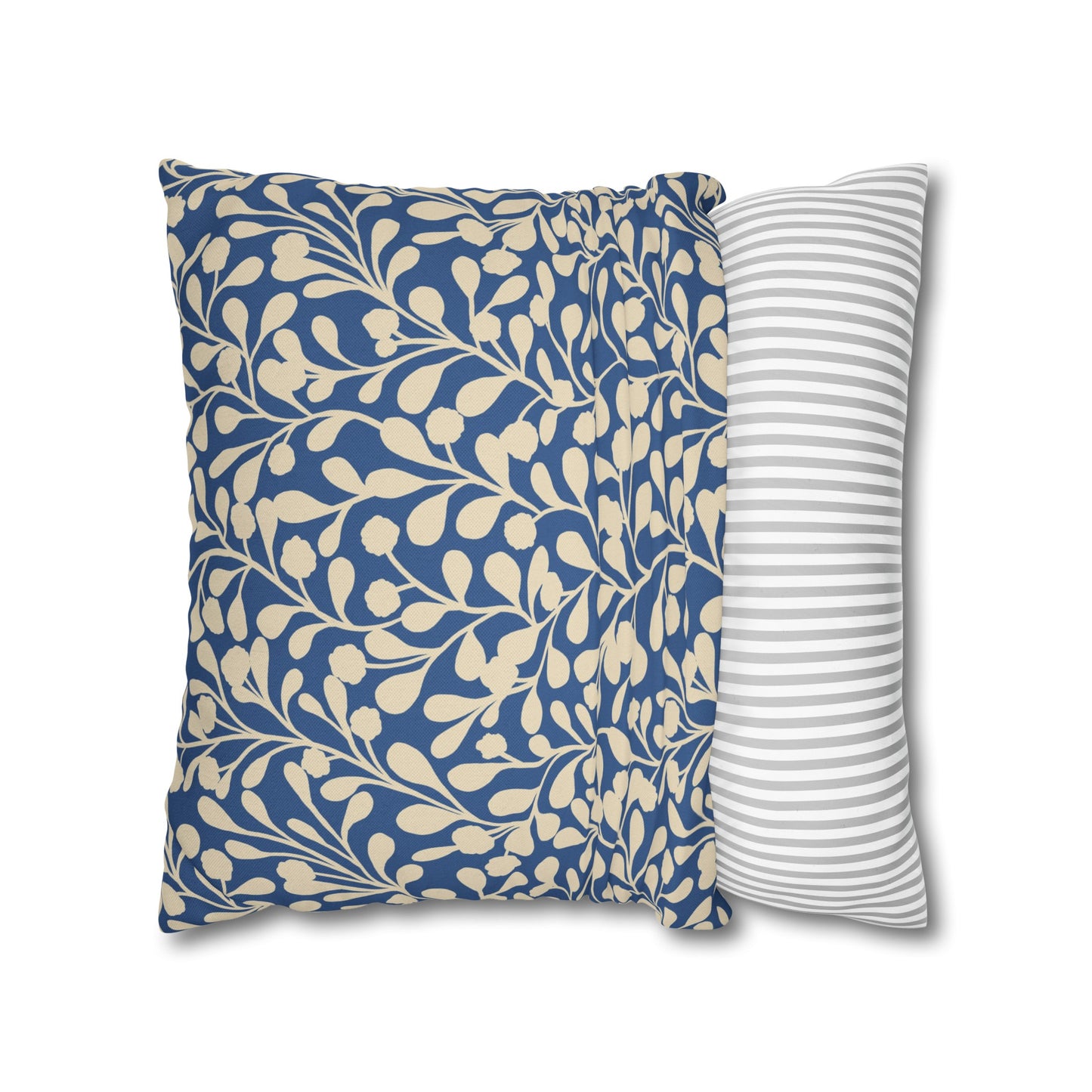 Tropical Roar Spun Polyester Square Pillow Case - Leaves / Blue