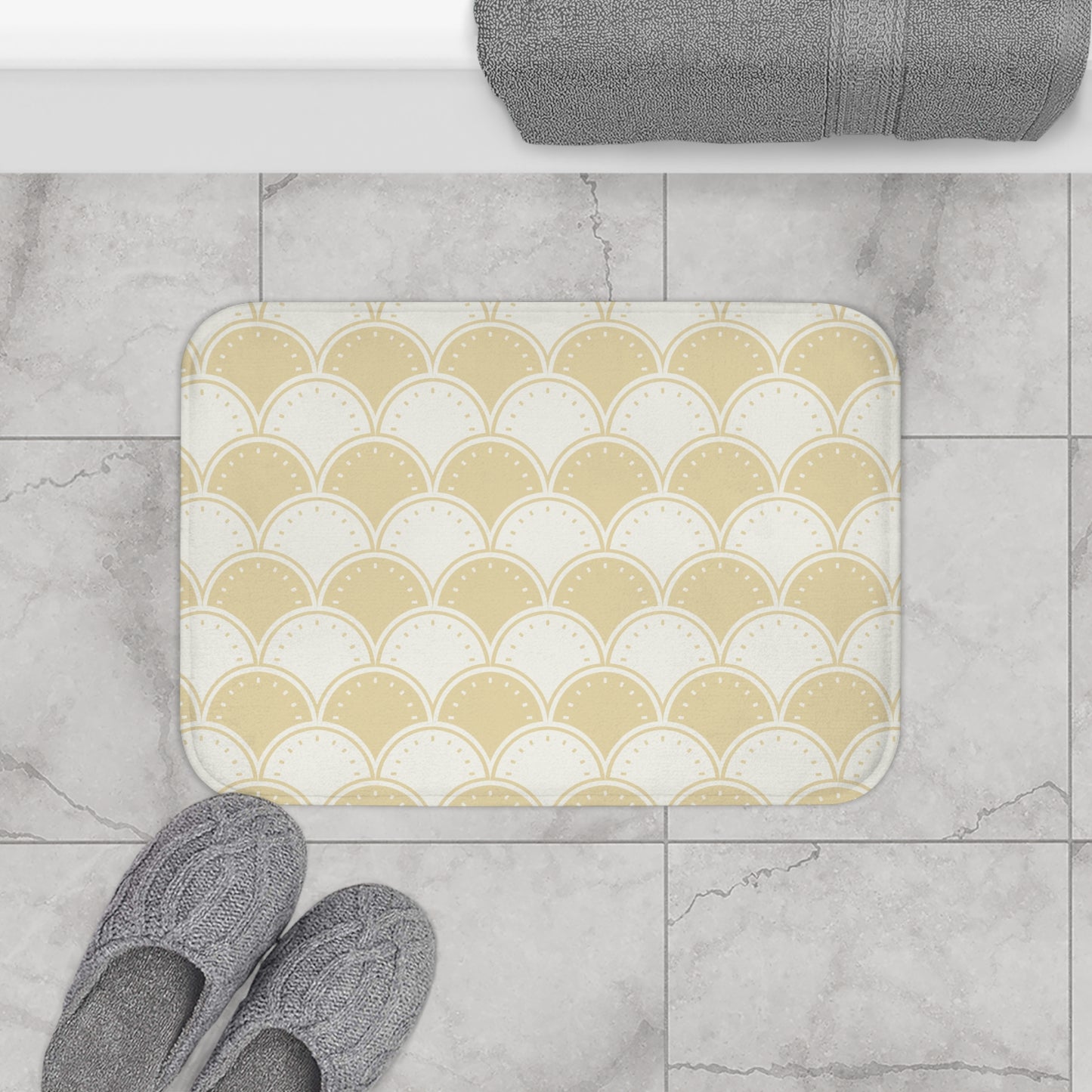 Ocean's Yellow Waves Bath Mat