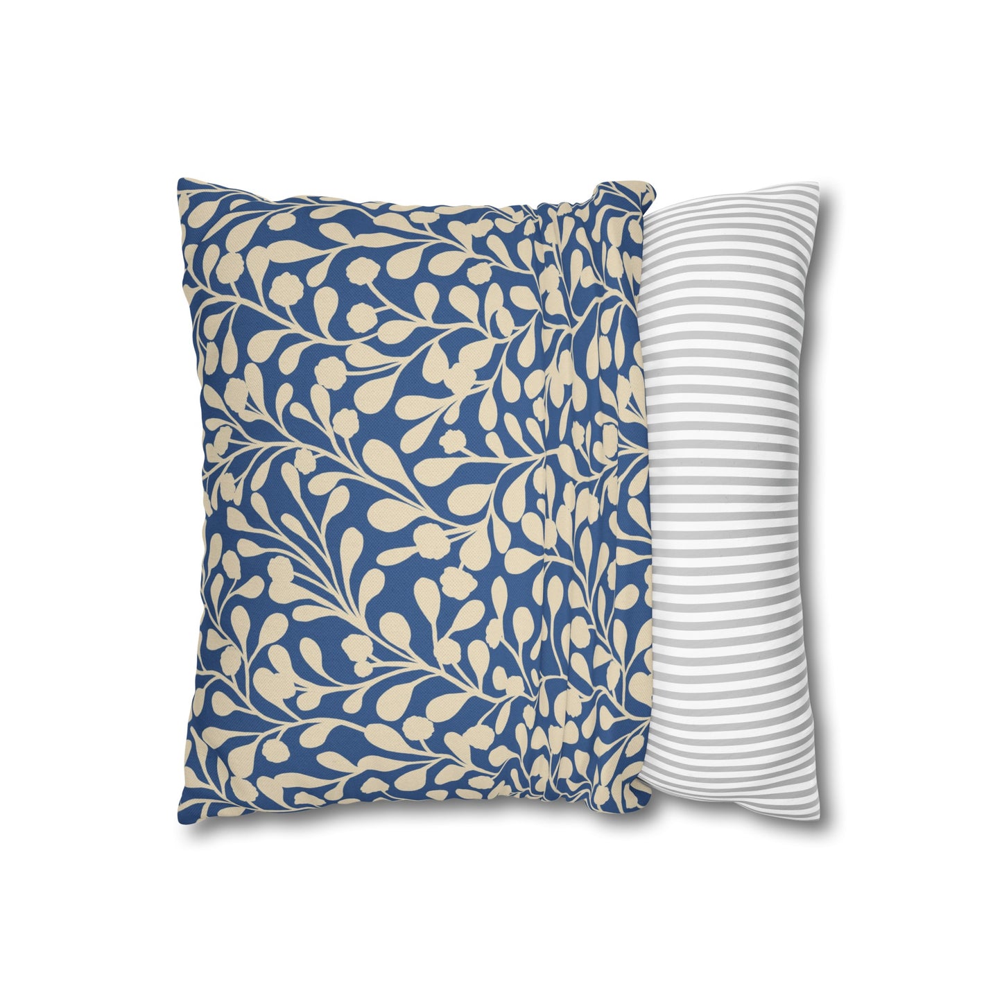 Tropical Roar Spun Polyester Square Pillow Case - Leaves / Blue