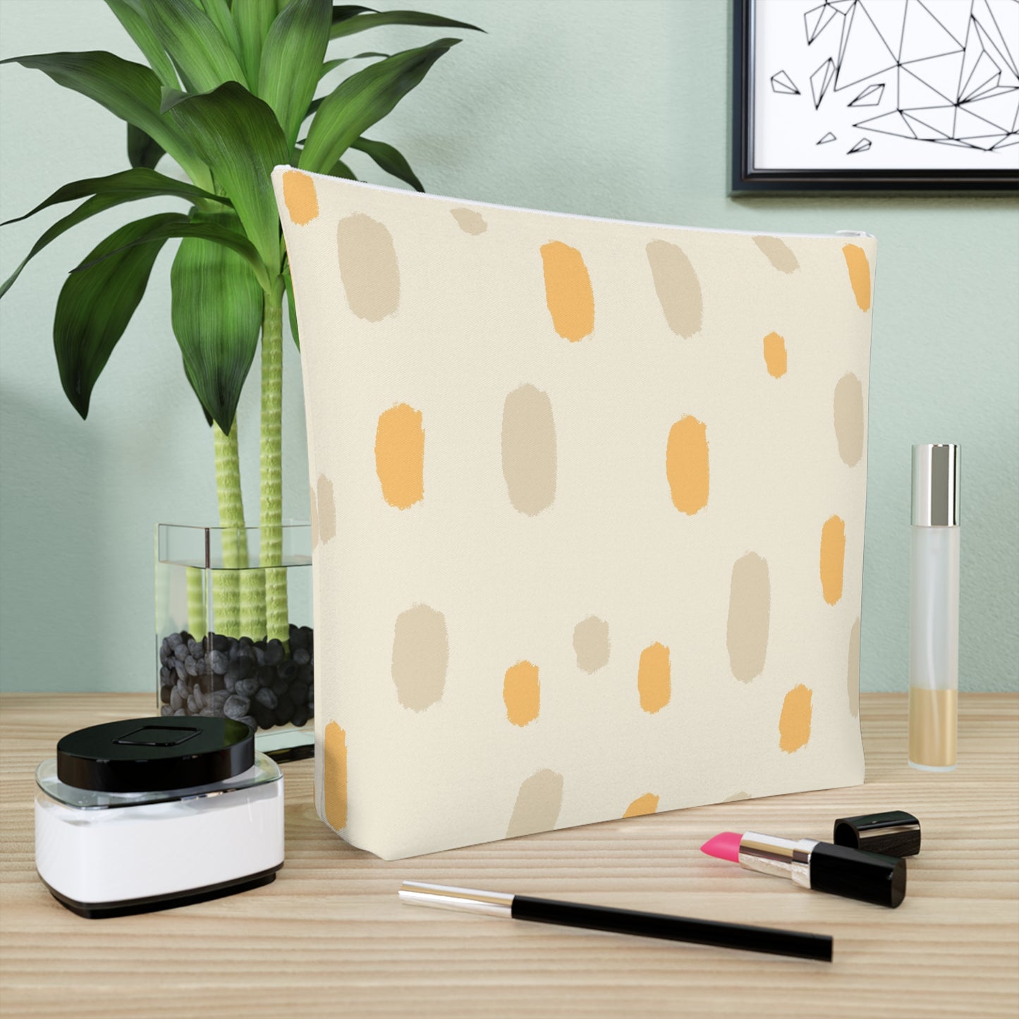 Tropical Roar Cotton Cosmetic Bag - Dots / Amber