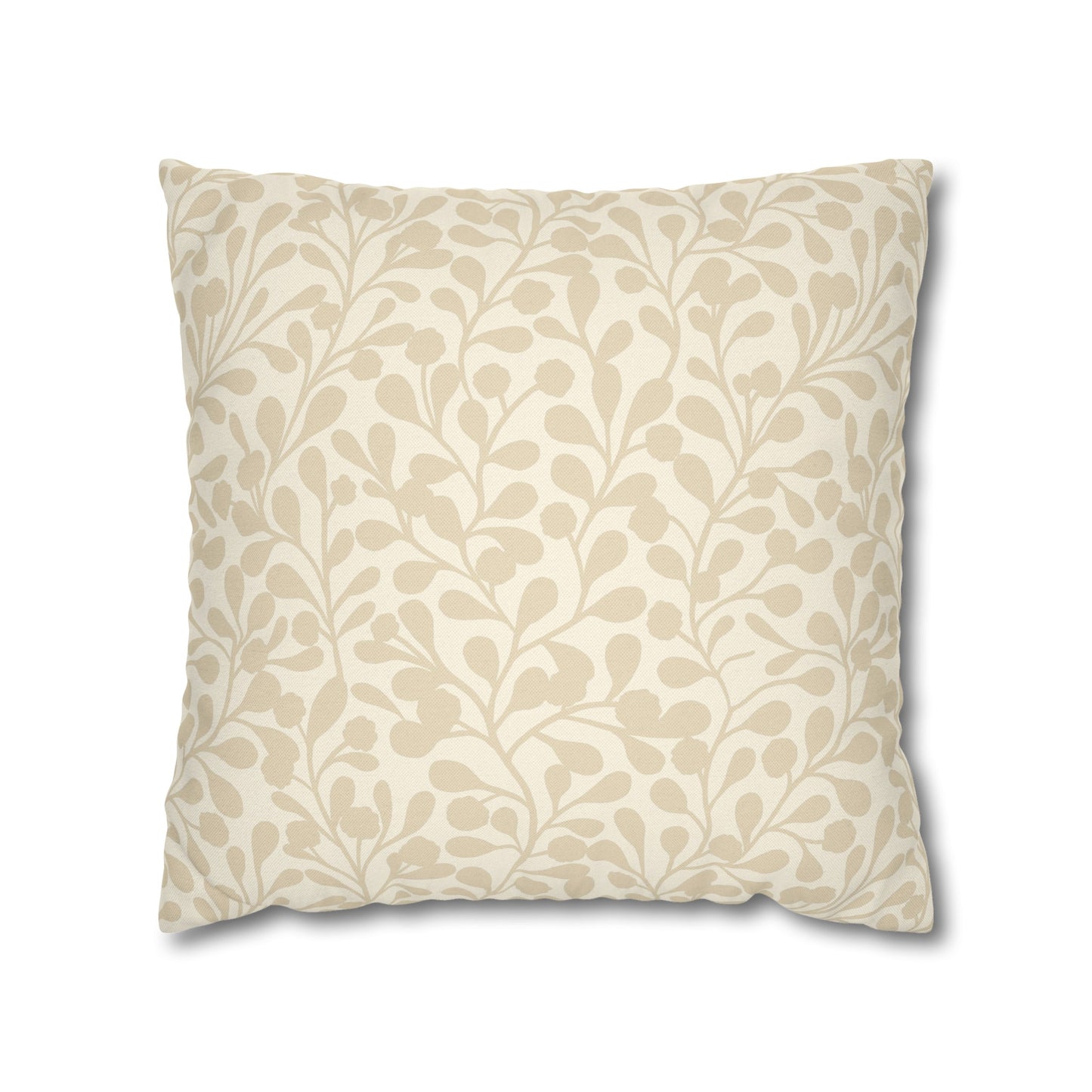 Tropical Roar Spun Polyester Square Pillow Case - Leaves / Off White