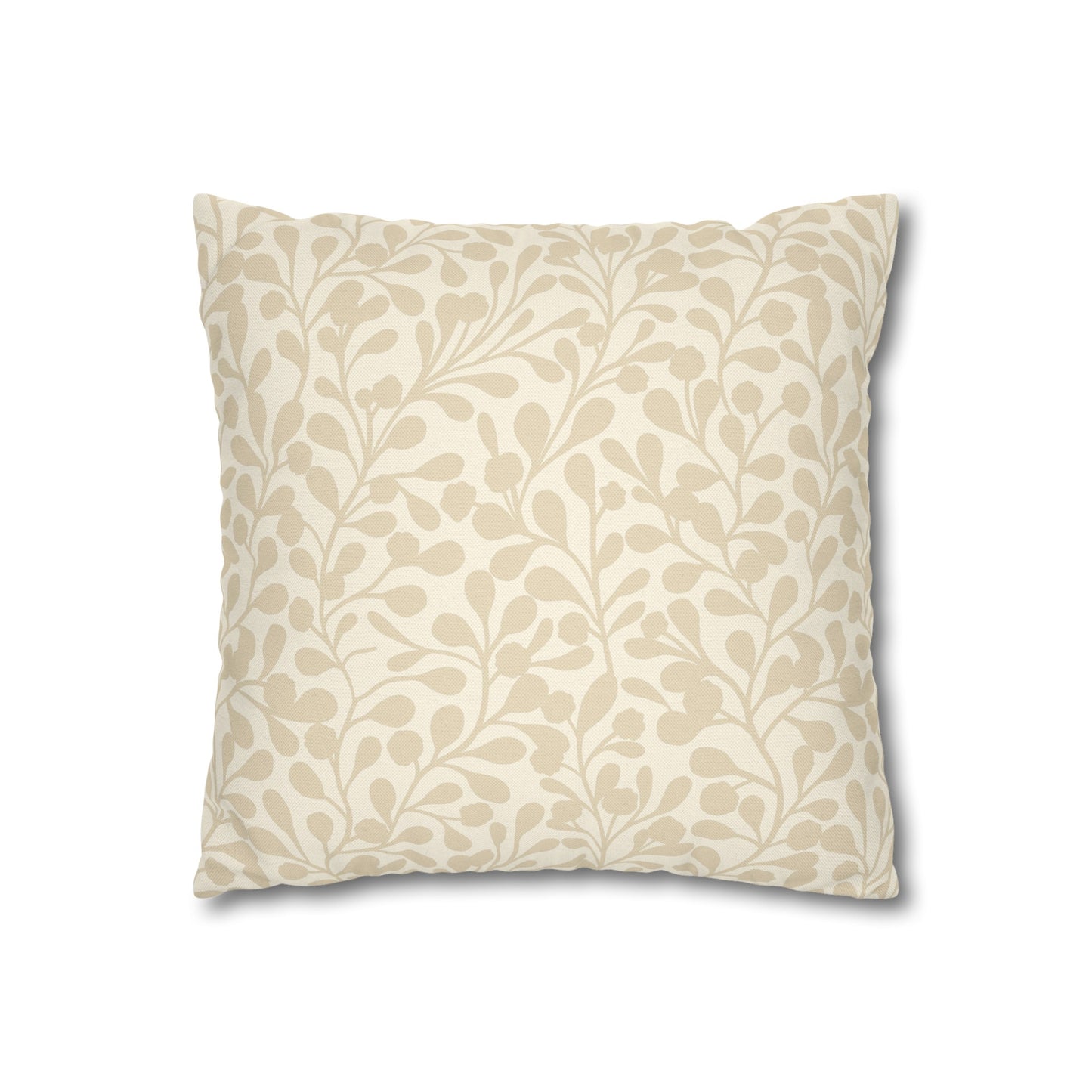 Tropical Roar Spun Polyester Square Pillow Case - Leaves / Off White