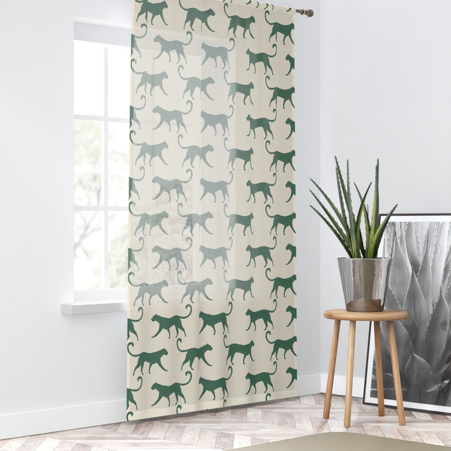 Tropical Roar Window Curtain - Tiger / Green