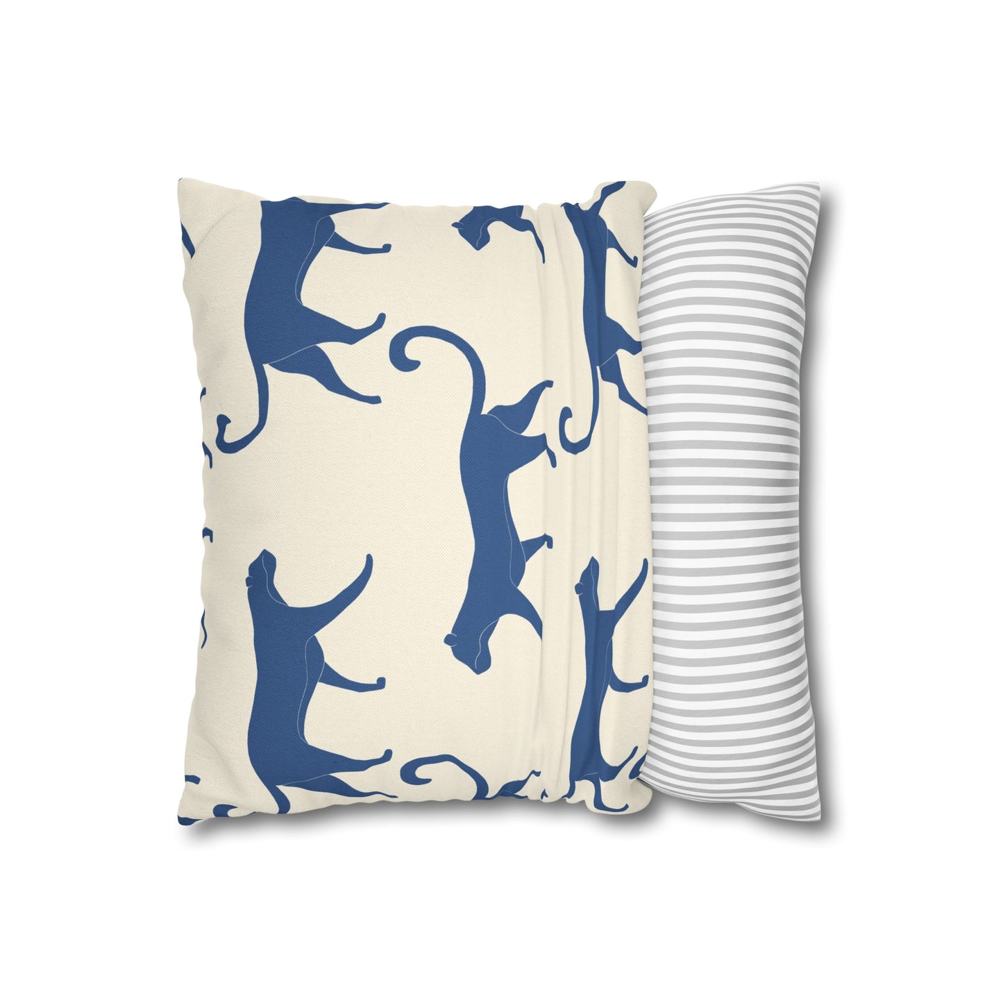 Tropical Roar Spun Polyester Square Pillow Case - Tiger / Blue