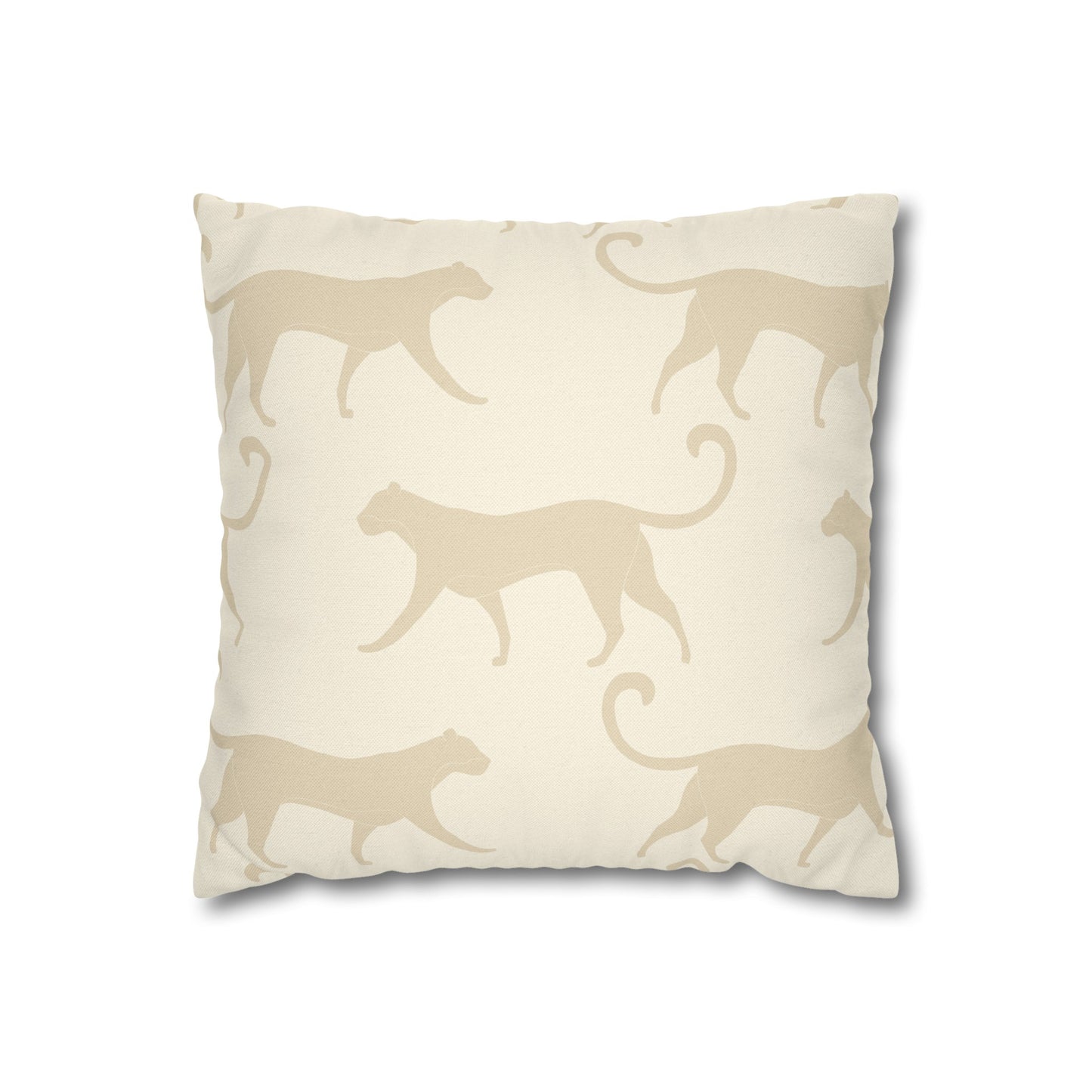 Tropical Roar Spun Polyester Square Pillow Case - Tiger / Off White