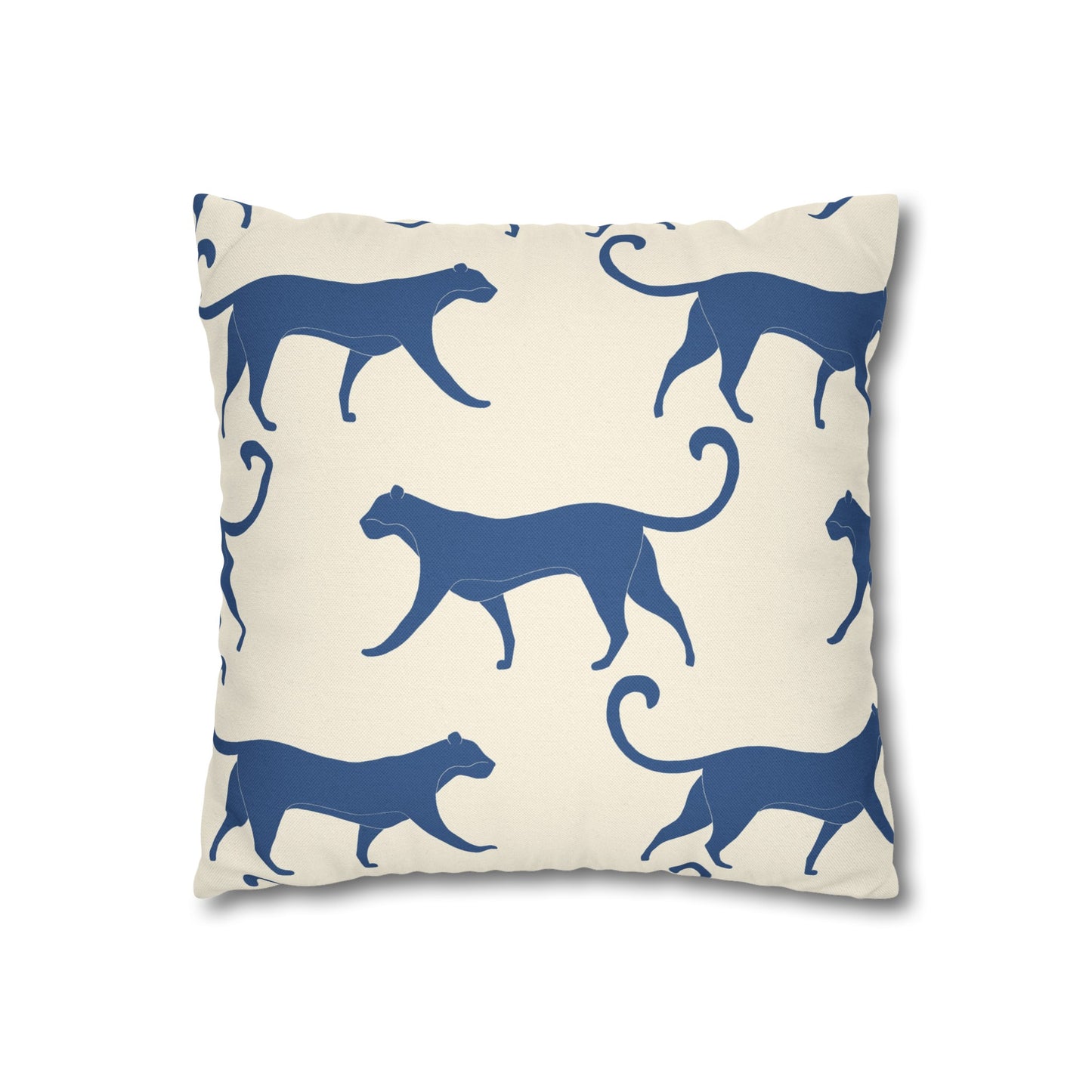 Tropical Roar Spun Polyester Square Pillow Case - Tiger / Blue