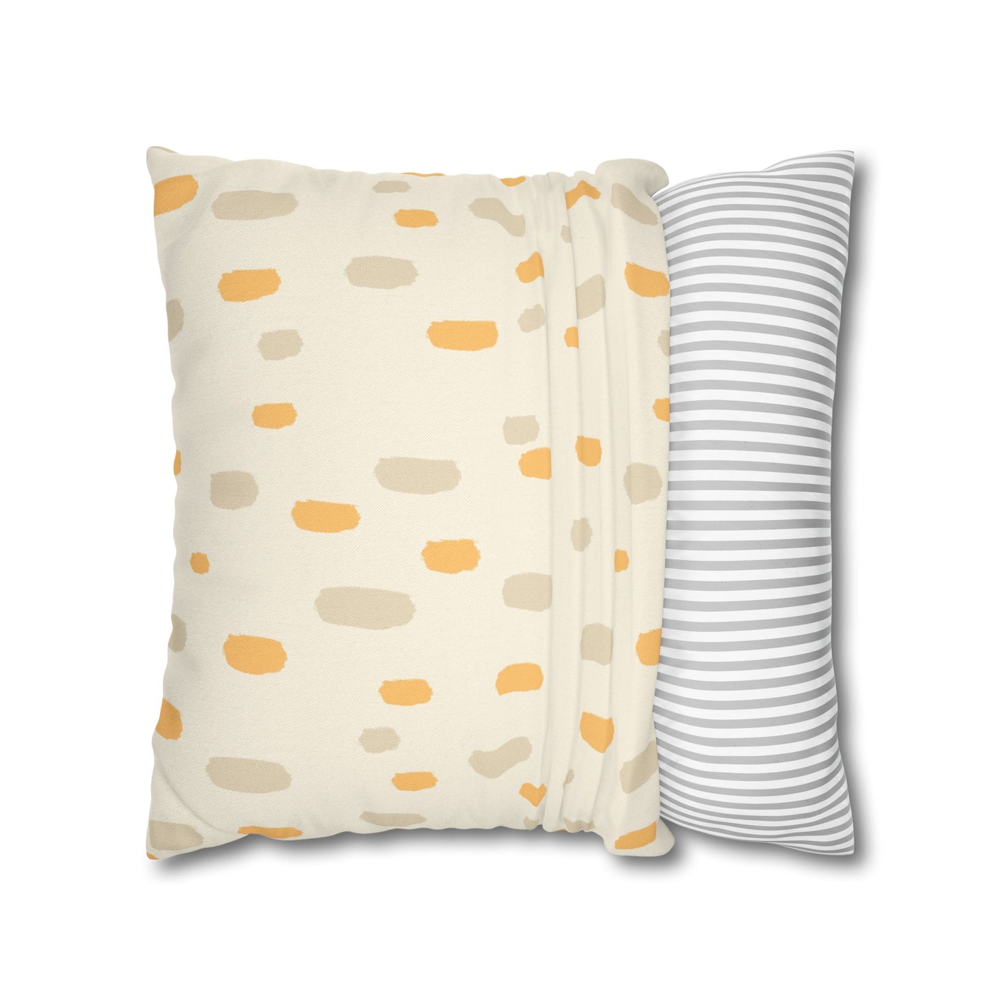 Tropical Roar Spun Polyester Square Pillow Case - Dots / Amber