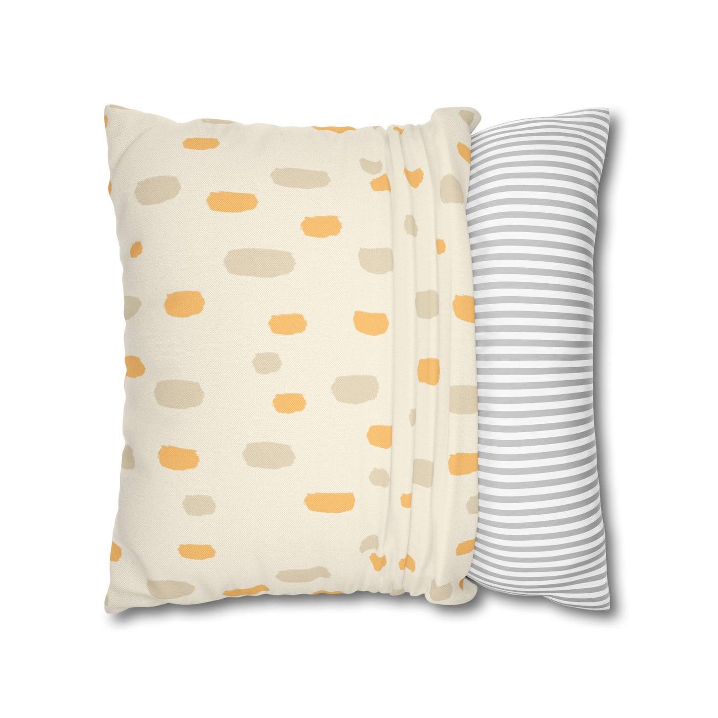 Tropical Roar Spun Polyester Square Pillow Case - Dots / Amber