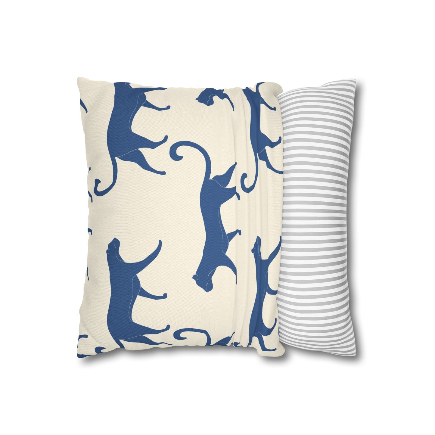 Tropical Roar Spun Polyester Square Pillow Case - Tiger / Blue