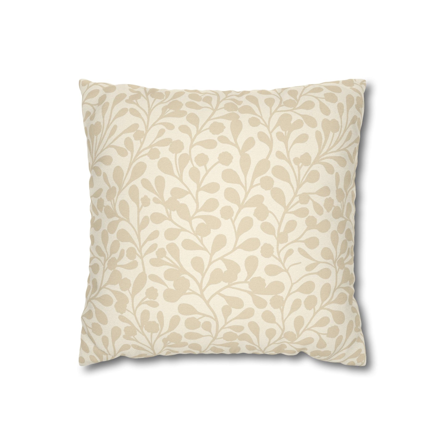 Tropical Roar Spun Polyester Square Pillow Case - Leaves / Off White