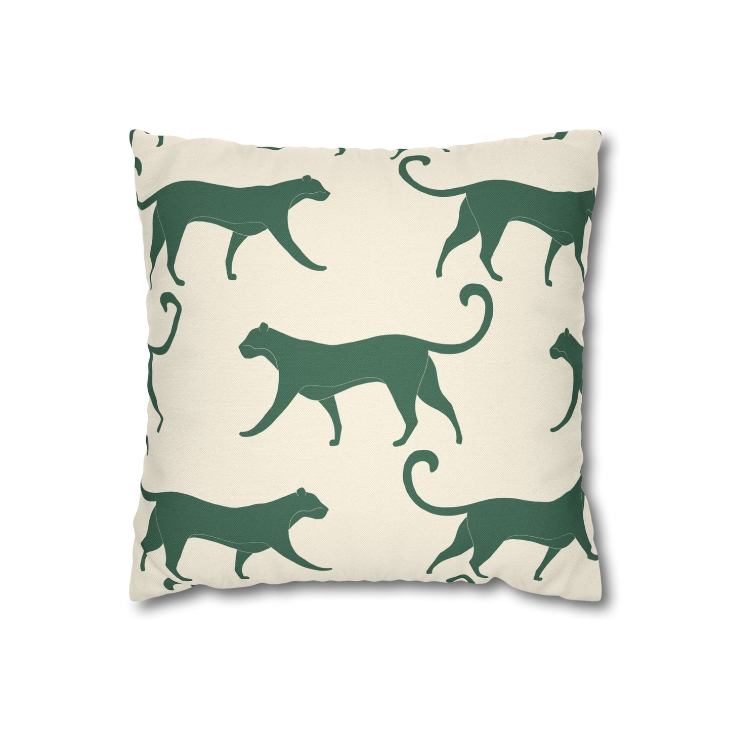 Tropical Roar Spun Polyester Square Pillow Case - Tiger / Green