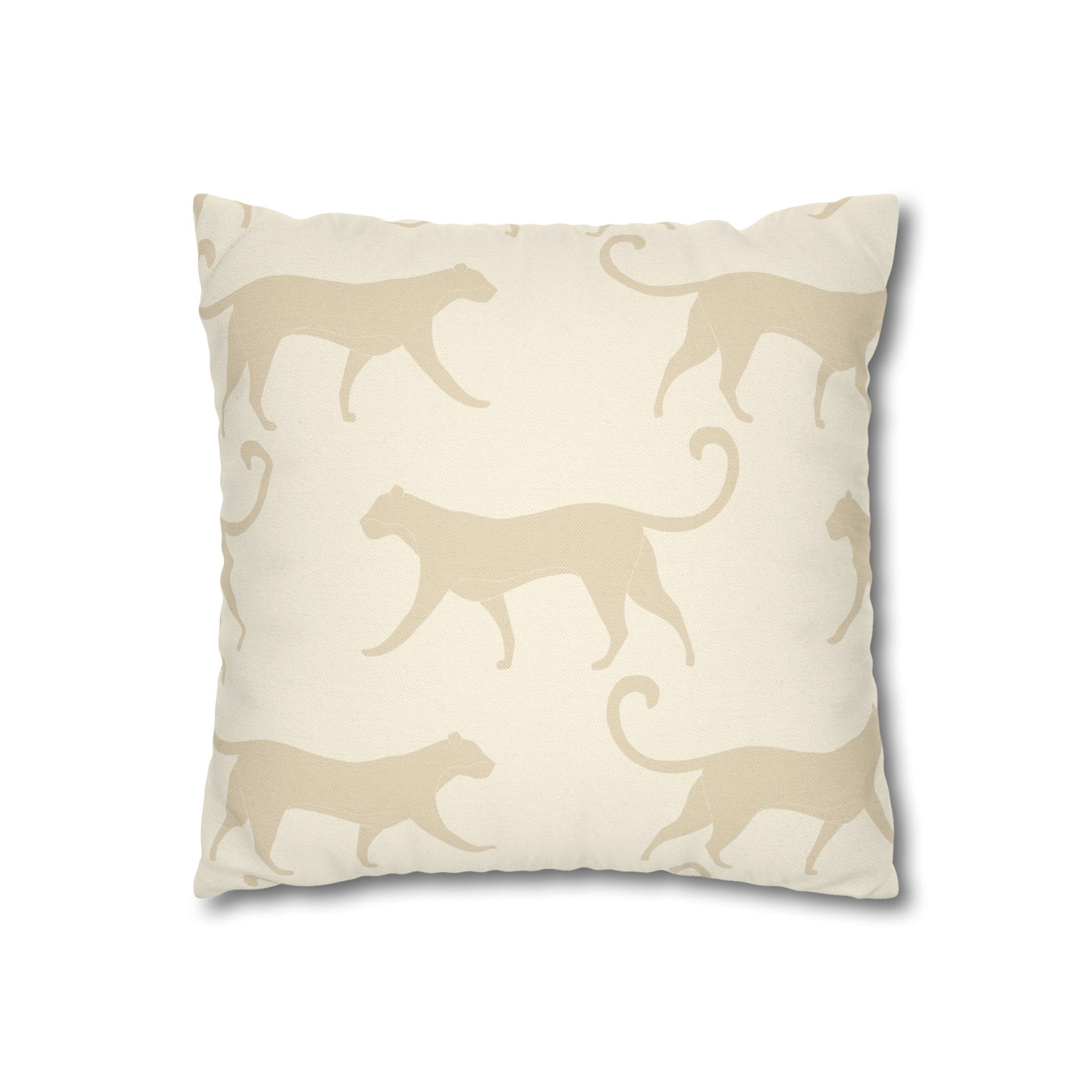 Tropical Roar Spun Polyester Square Pillow Case - Tiger / Off White