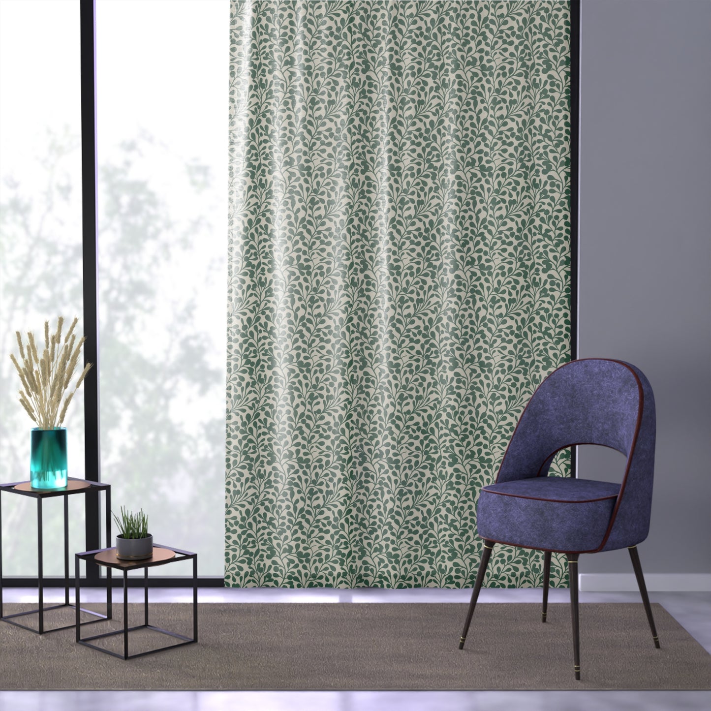 Tropical Roar Window Curtain - Leaves / Green