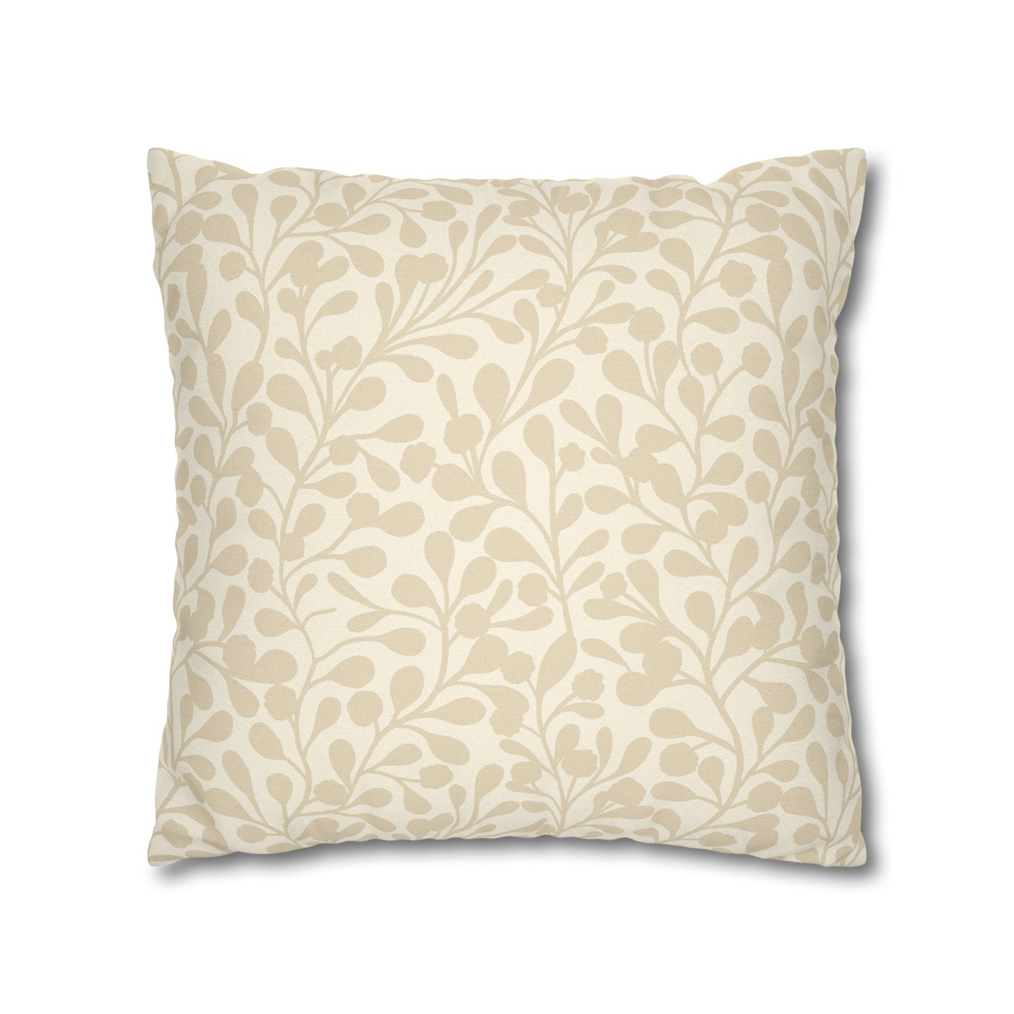 Tropical Roar Spun Polyester Square Pillow Case - Leaves / Off White