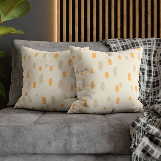 Tropical Roar Spun Polyester Square Pillow Case - Dots / Amber