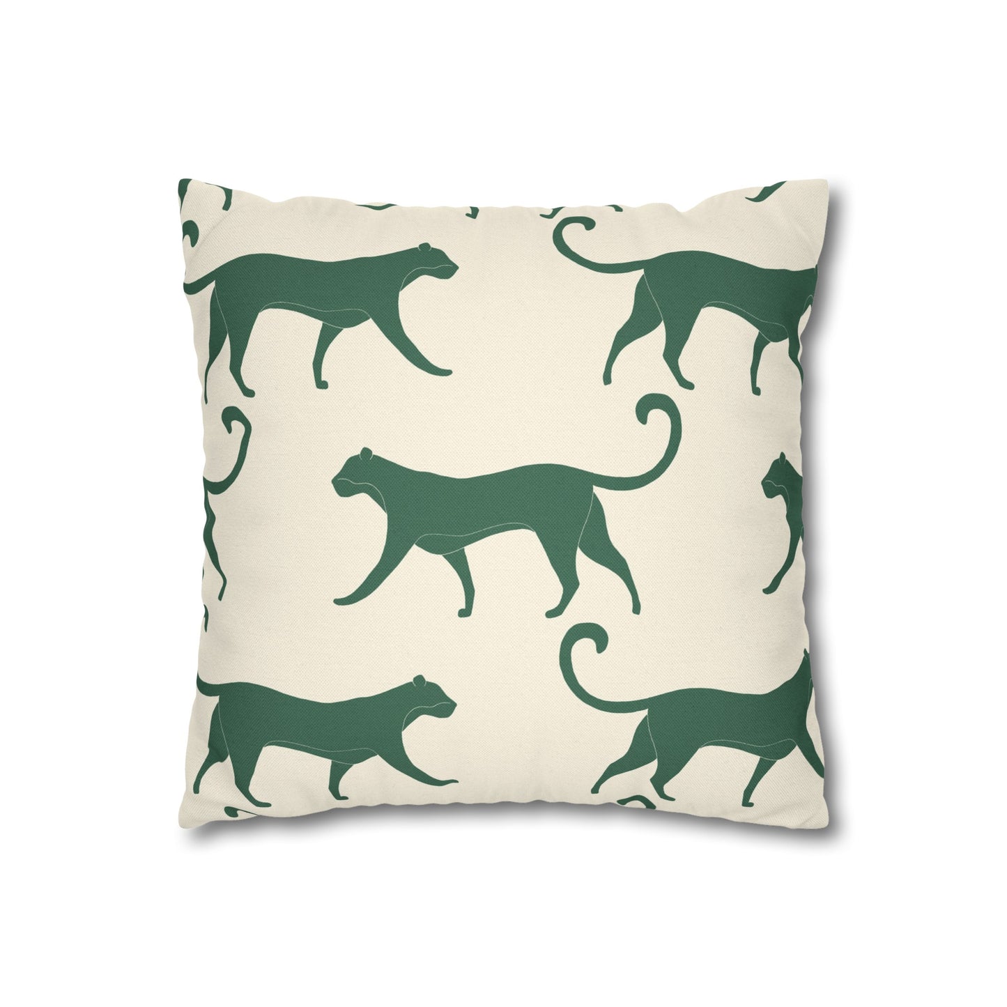 Tropical Roar Spun Polyester Square Pillow Case - Tiger / Green