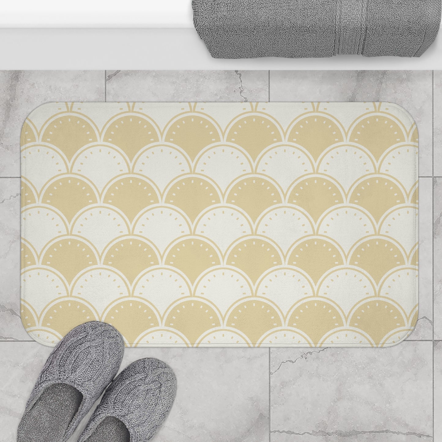 Ocean's Yellow Waves Bath Mat