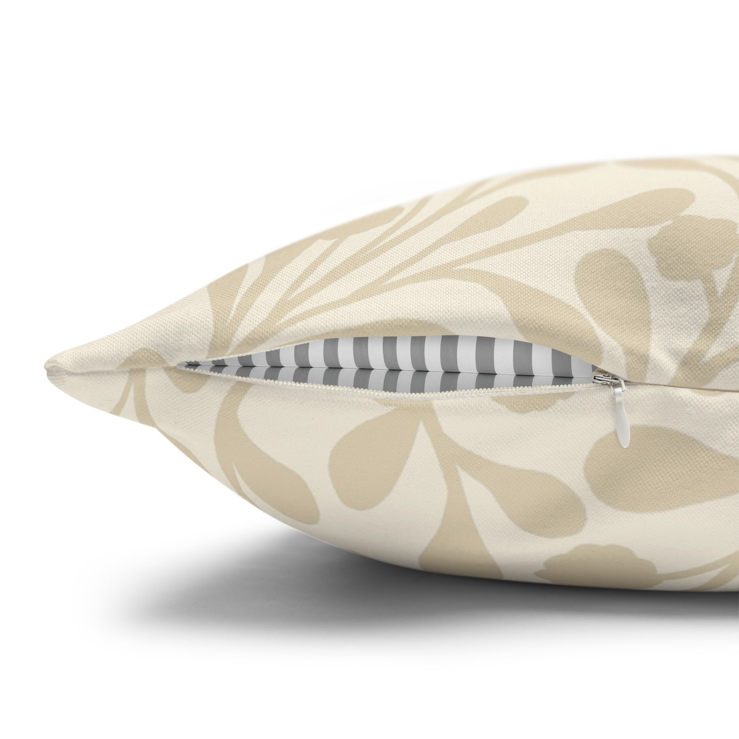 Tropical Roar Spun Polyester Square Pillow Case - Leaves / Off White