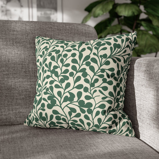 Tropical Roar Spun Polyester Square Pillow Case - Leaves / Green