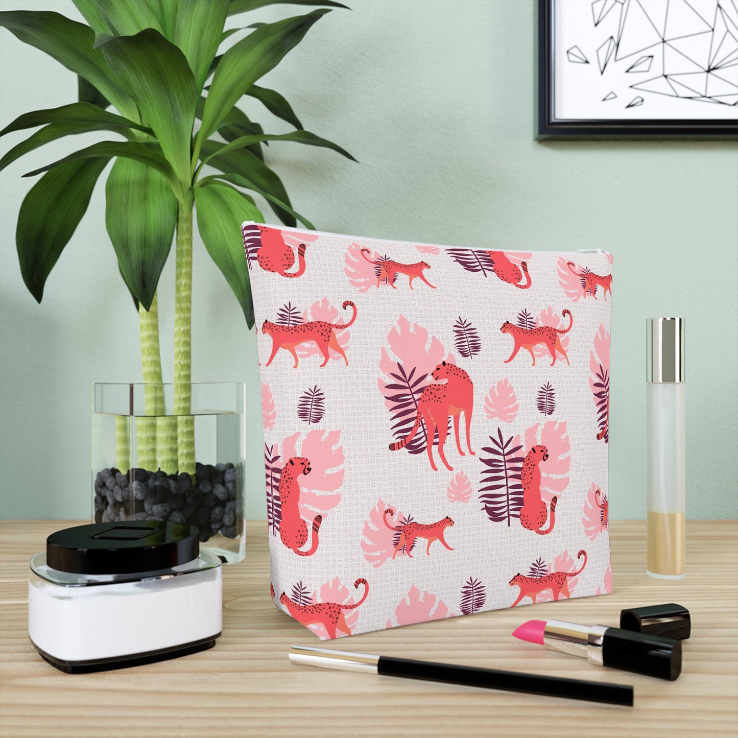 Leafy Roar Cotton Cosmetic Bag