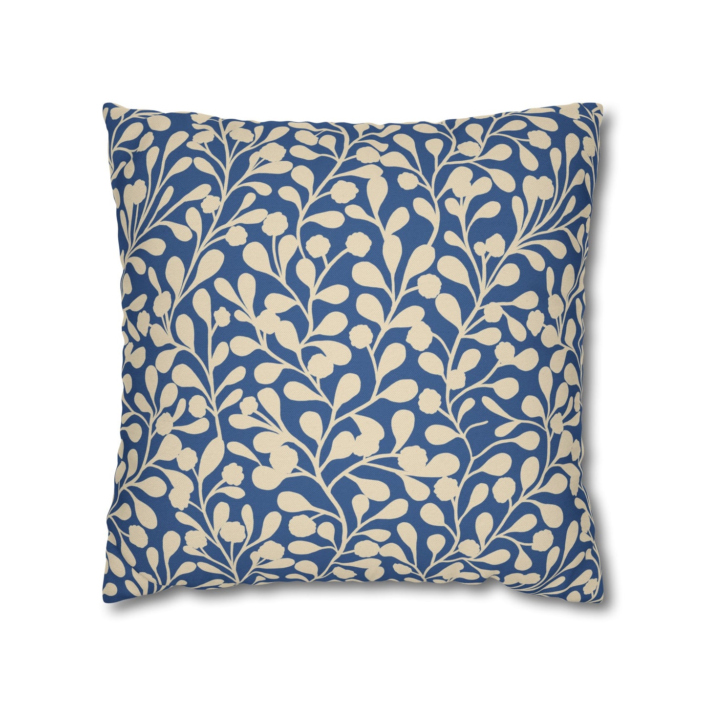 Tropical Roar Spun Polyester Square Pillow Case - Leaves / Blue