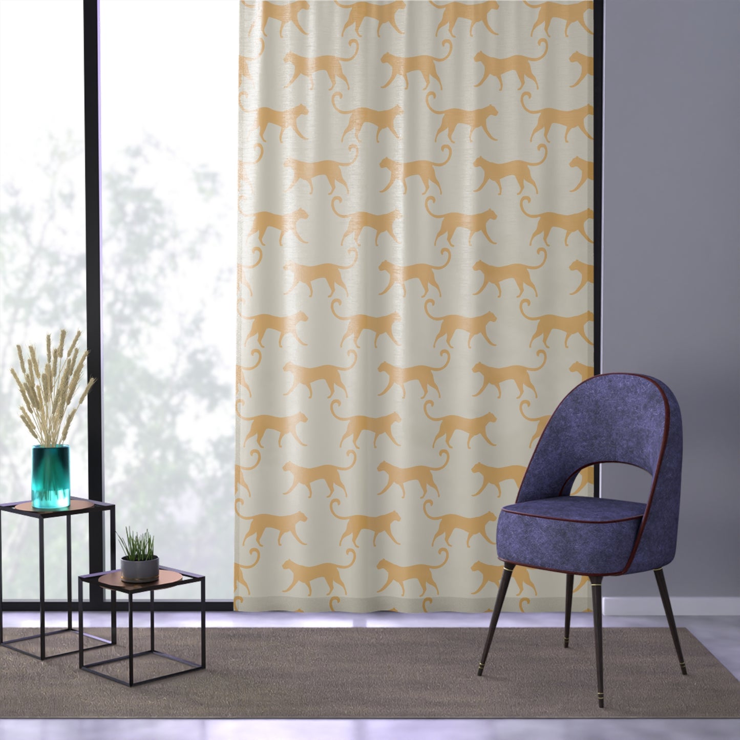 Tropical Roar Window Curtain - Tiger / Amber